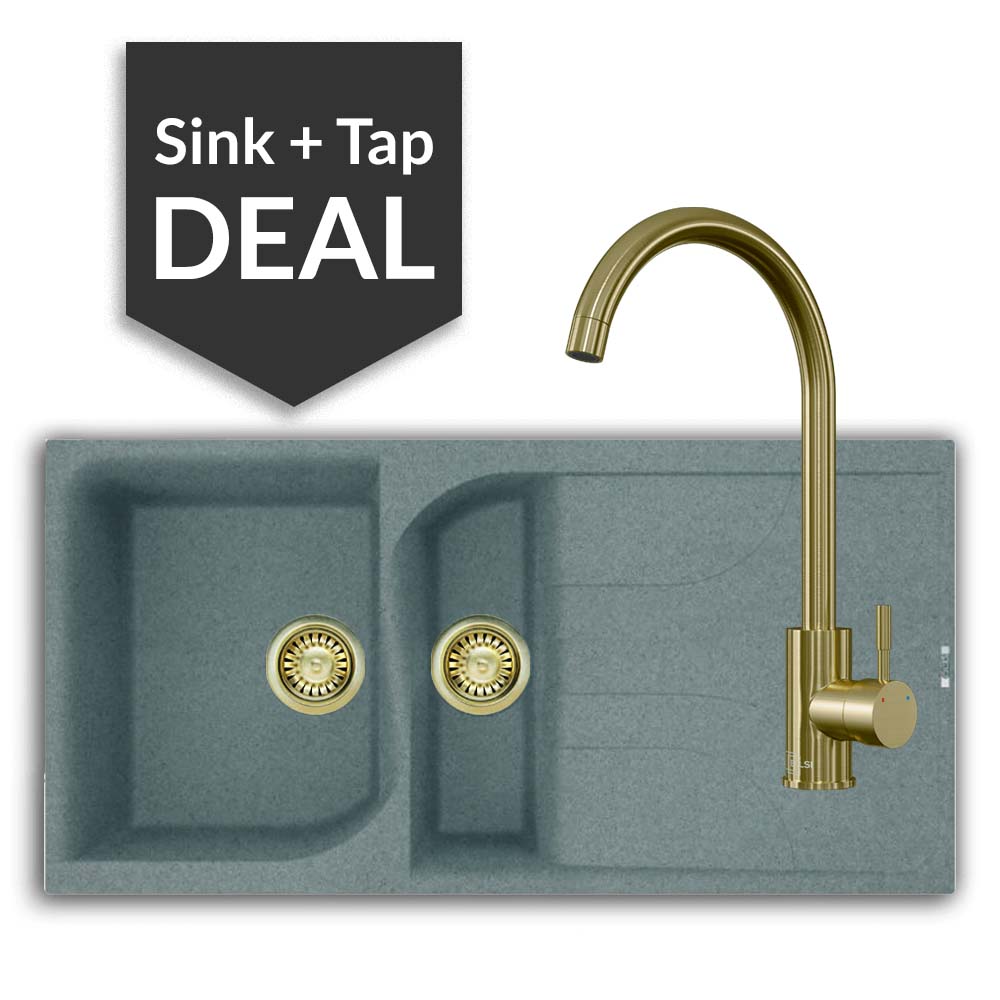 Quartz Titanium 1.5 Single Bowl Sink & Varone Brass Tap Pack - 2024