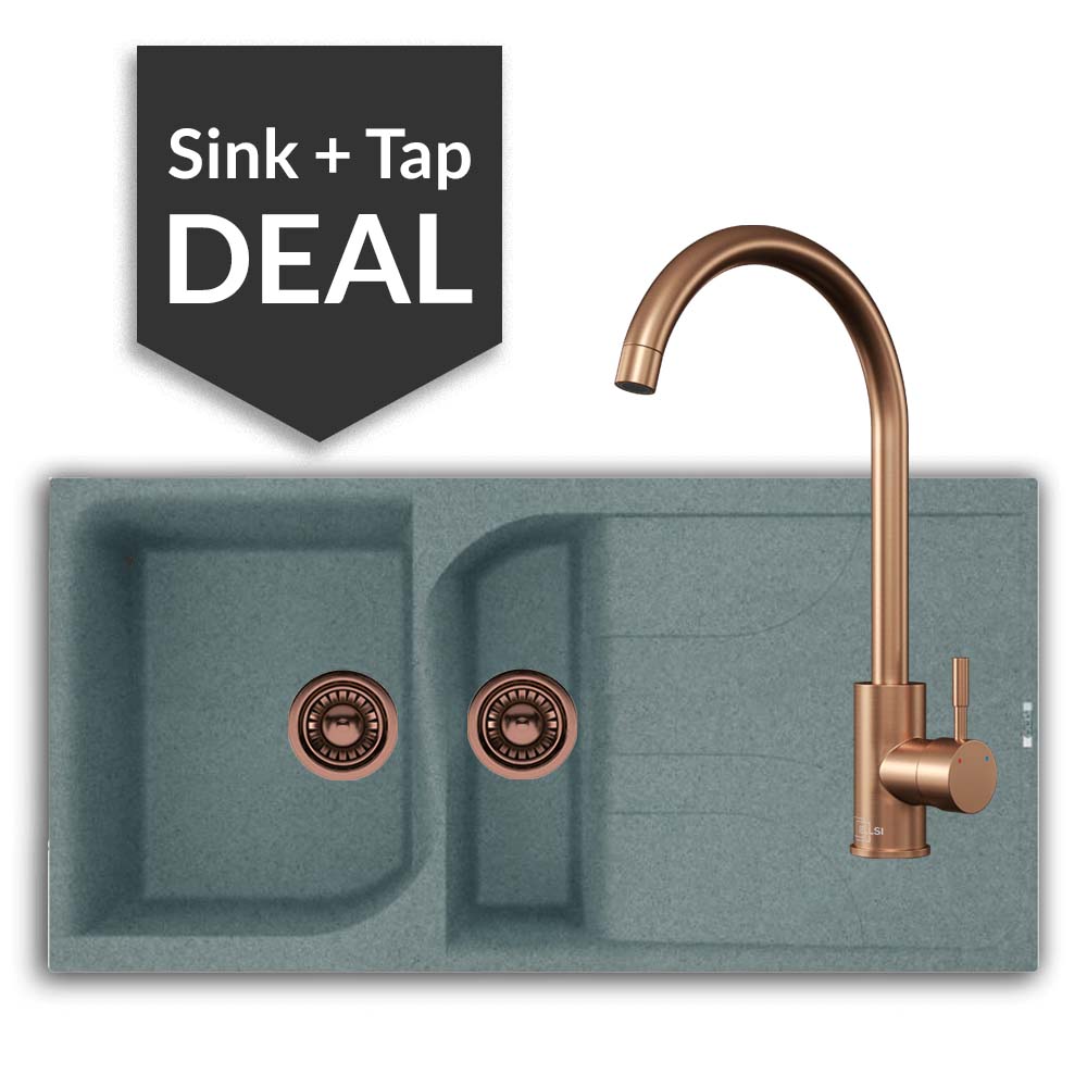 Quartz Titanium 1.5 Single Bowl Sink & Varone Copper Tap Pack - 2024