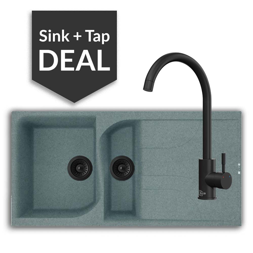 Quartz Titanium 1.5 Single Bowl Sink & Varone Matte Black Tap Pack - 2024