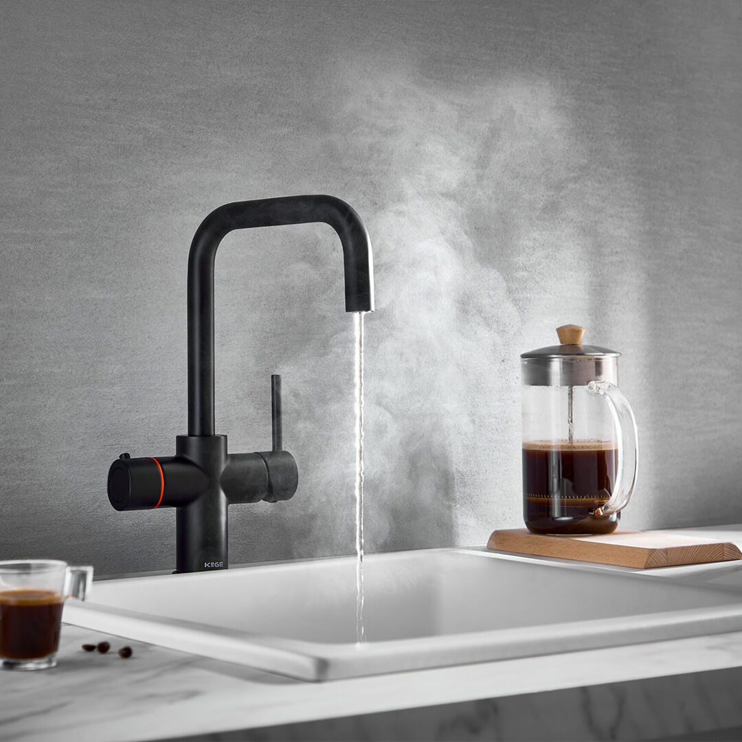 KoGE 3-in-1 Square Spout Hot Water Tap | Matt Black