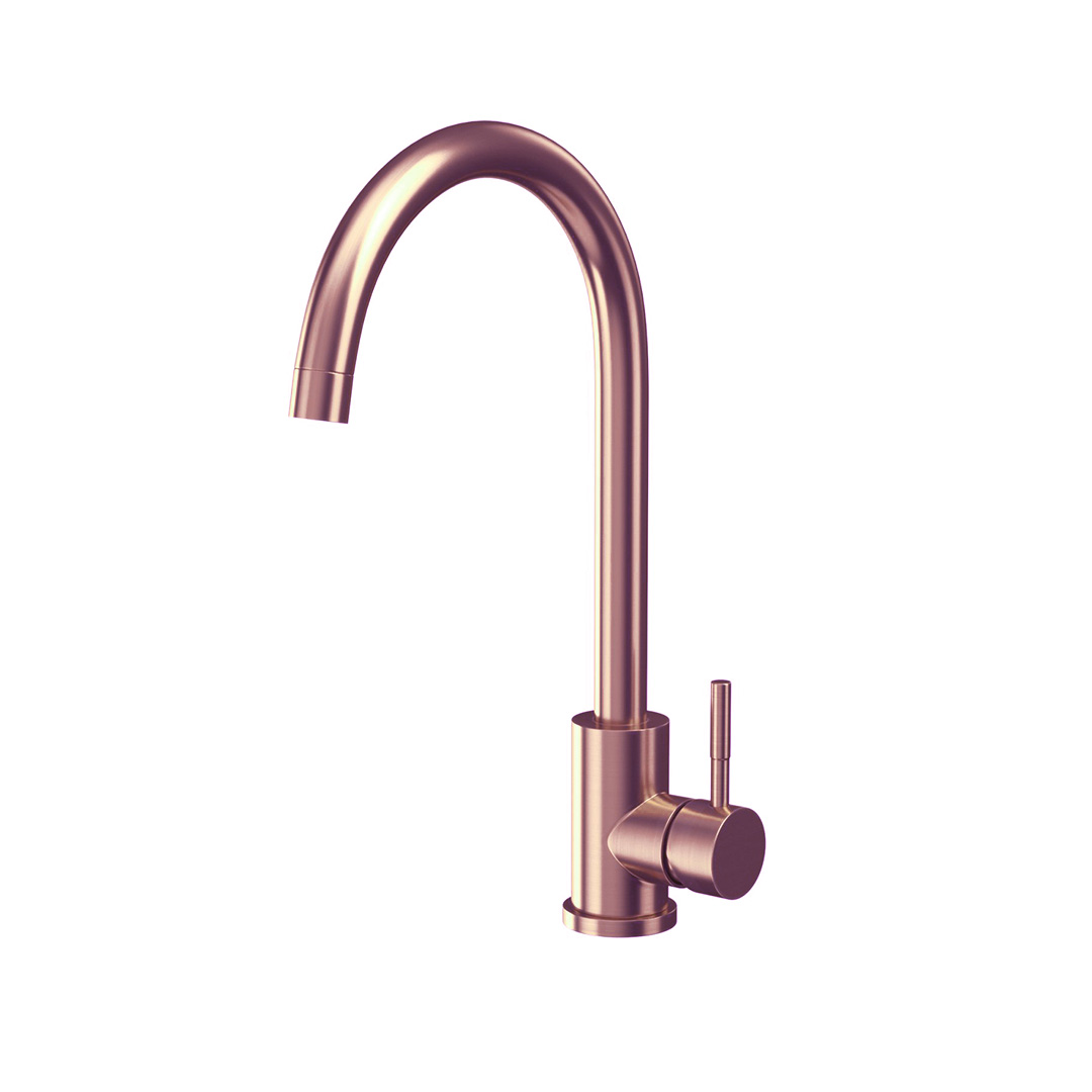 AURORA Swan Neck Mixer Tap - Brushed Copper