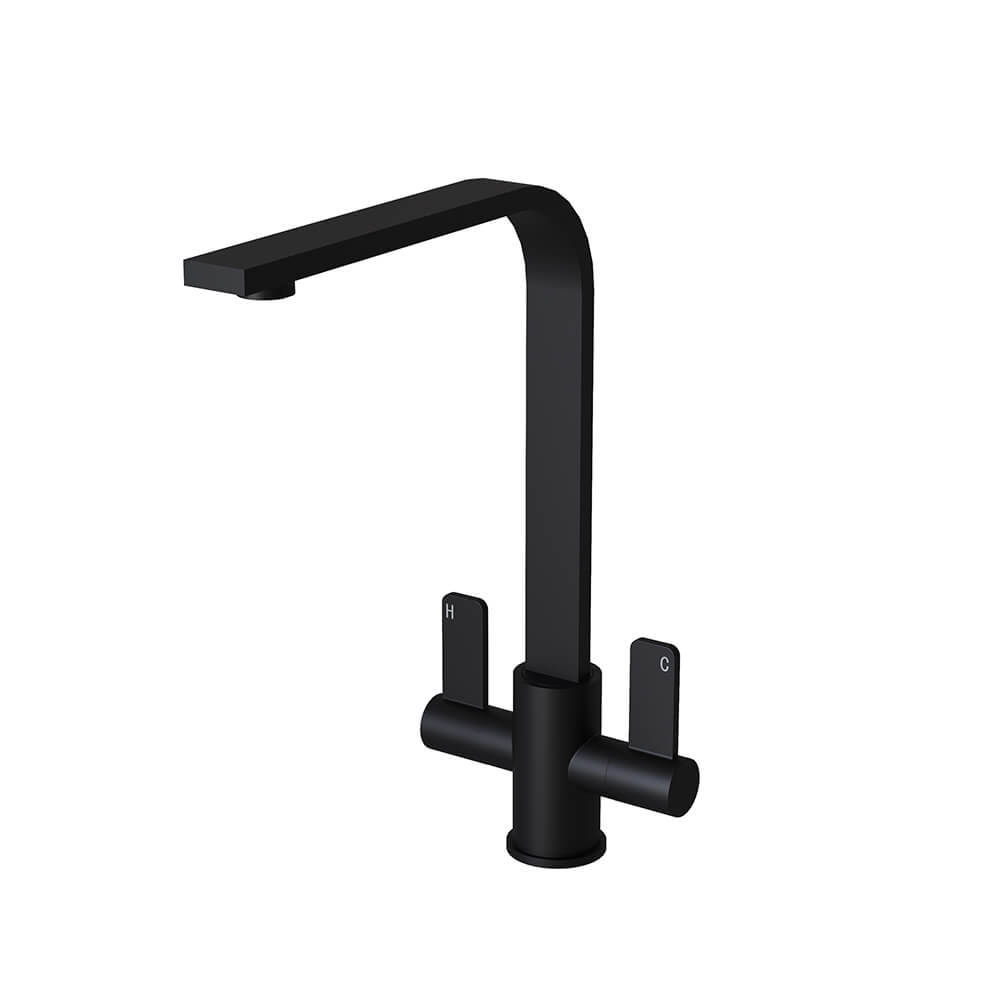 AURORA Blade Twin Lever Monobloc Tap - Matt Black