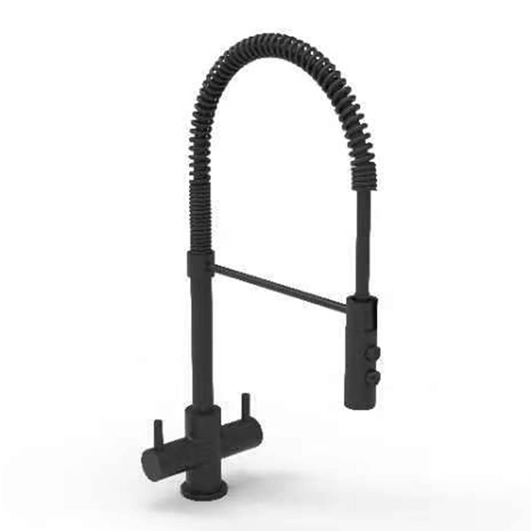 AURORA Titania Chef PRO Pull Out Hose Swan Neck Tap - Matt Black